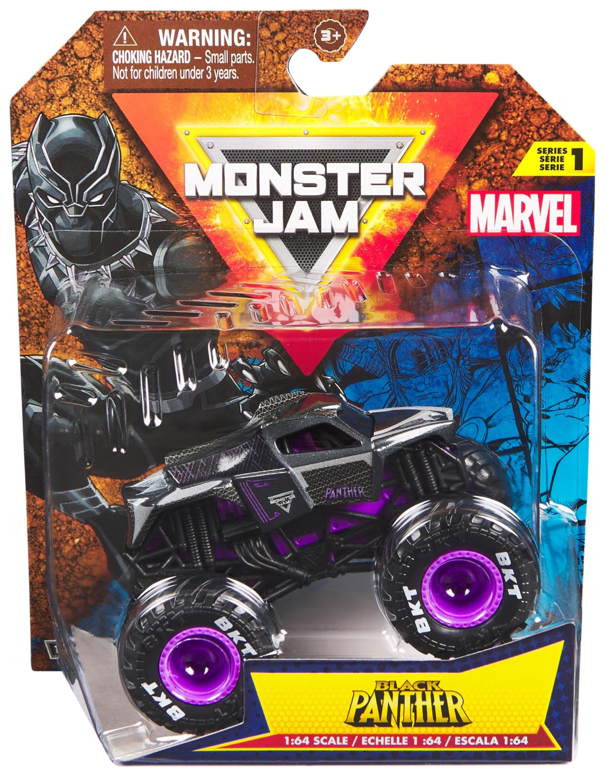 MONSTER JAM, Veicolo Die-Cast Ufficiale Marvel Captain America, in Scala 1:64, Giocattoli per Bambini, 3+ Anni