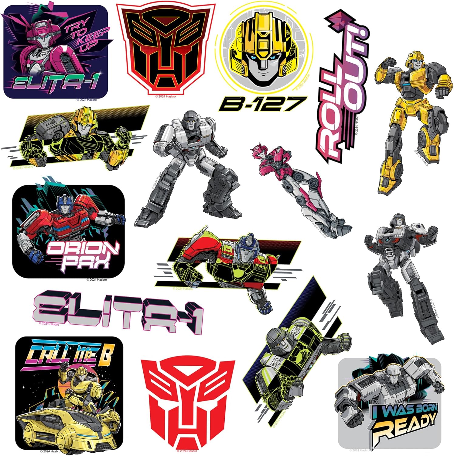 Transformers ONE Vinyl Large Deluxe Stickers Variety Pack – Autobots & Decepticons Character Designs – Laptop, Water Bottle, Scrapbooking, Tablet, Indoor/Outdoor – Set of 200