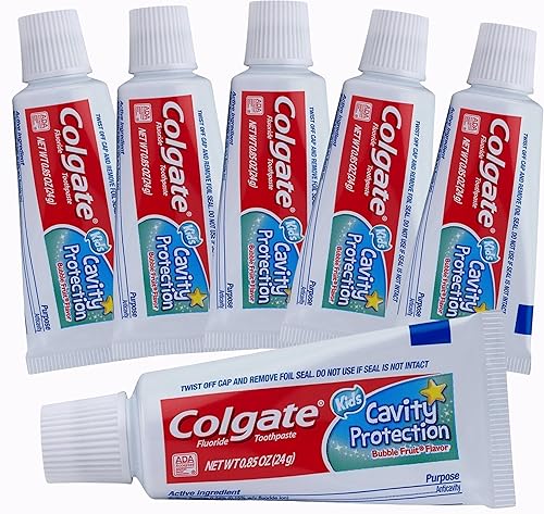 Colgate Pasta de dientes con flúor de protección contra la caries para niños, paquete de 6, sabor a fruta burbuja, pasta de dientes para niños, para