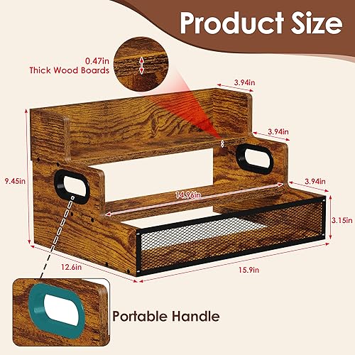 Miniatura 8 de Estante de exhibición de botellas de licor de 3 niveles, estante de vino de mostrador con asa, estantes de exhibición de botellas de bar,