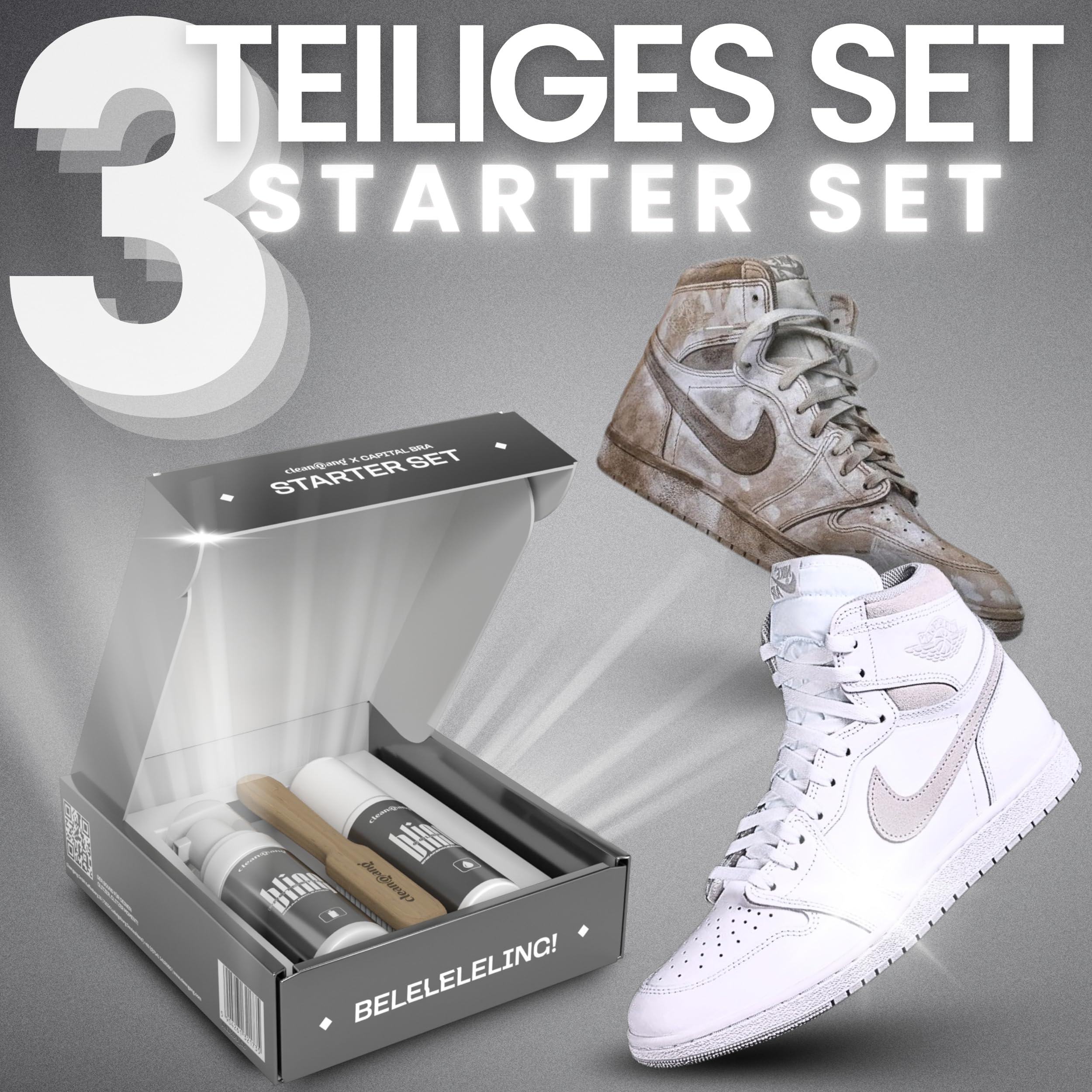 cleangang Reinigungsset Schuhbürste & Schuhputzset – Ideale Reinigung & Pflege für Lederschuhe & Sneaker, mit Schuhcreme, Schuhputzbürste & Bürste zur Reinigung – Perfekt für Schuhpflege & Lederpflege