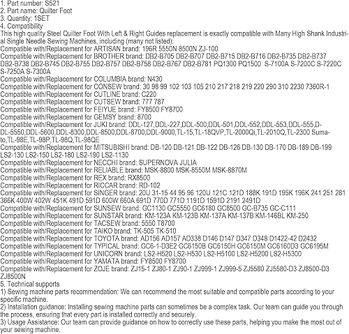 Miniatura 4 de ckpsms KUNPENG - #S521 - Pie acolchado para Brother B705 B707 B715, Juki DDL-555 DDL-5550 DDL-5600 DDL-8300 Singer 31-15 44 95 96 120U (1 juego)