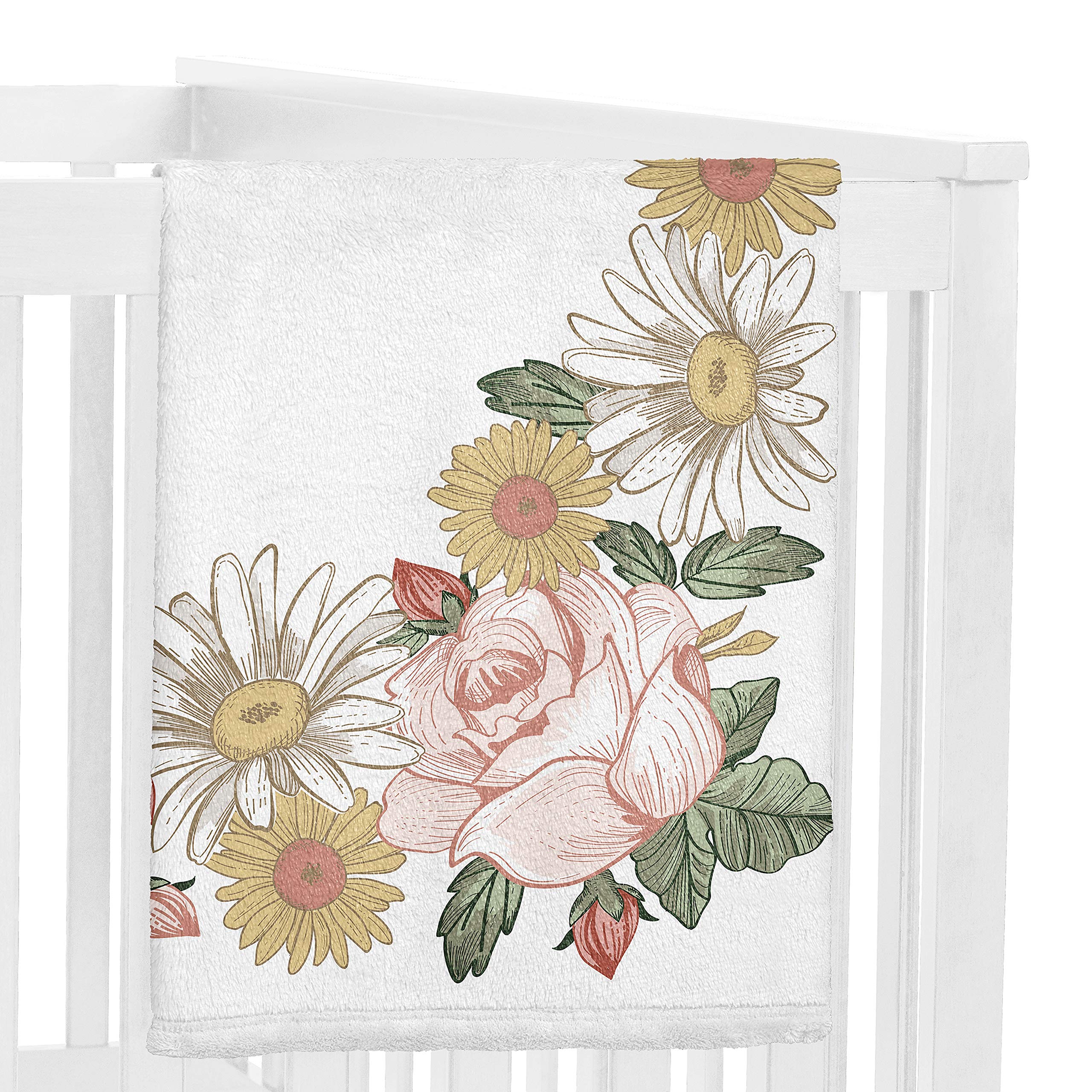 Sweet Jojo Designs Baby Milestone Blanket (Pink & Green Boho Vintage Floral) for Girls Monthly Newborn Age Mat Infant Photography Prop Blankets (Blush - Image 3