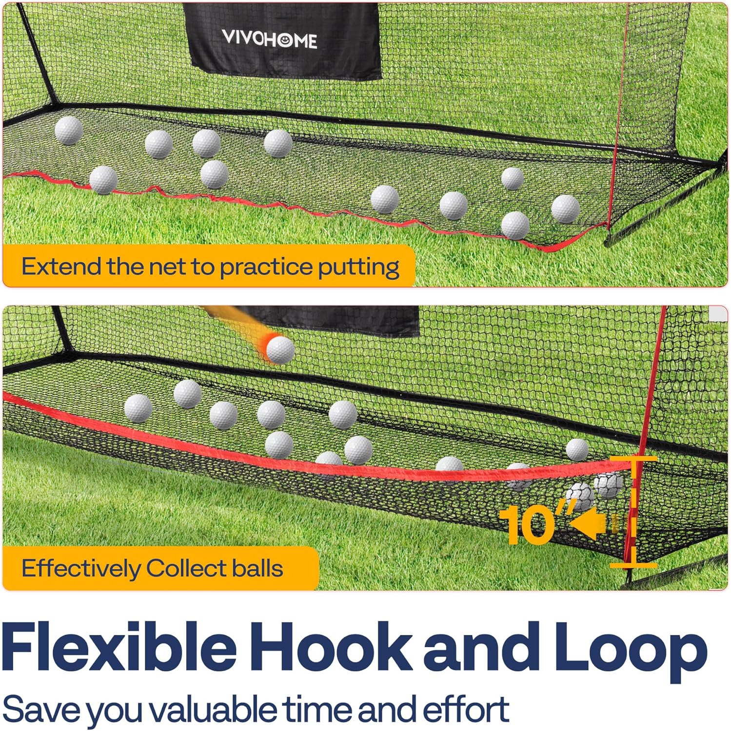 VIVOHOME 7 x 7 Feet Baseball Backstop Net with Batting Tee and Carry Bag, and VIVOHOME 10 x 7ft Golf Net for Hitting, Chipping, Driving Training