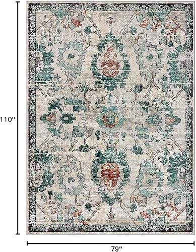 Miniatura 2 de LUXE WEAVERS Alfombra oriental floral verde envejecida 6x9