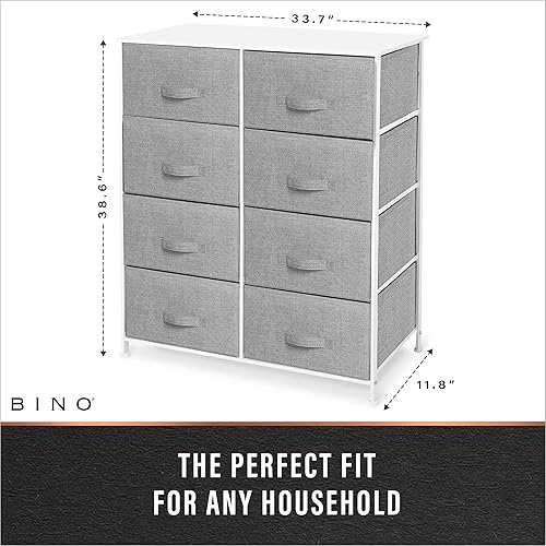 Miniatura 2 de BINO Organizador de tela de 5 cajones, gris claro, unidad organizadora de armario, torre de aparador, cajón de ropa y muebles de tocador, cajón