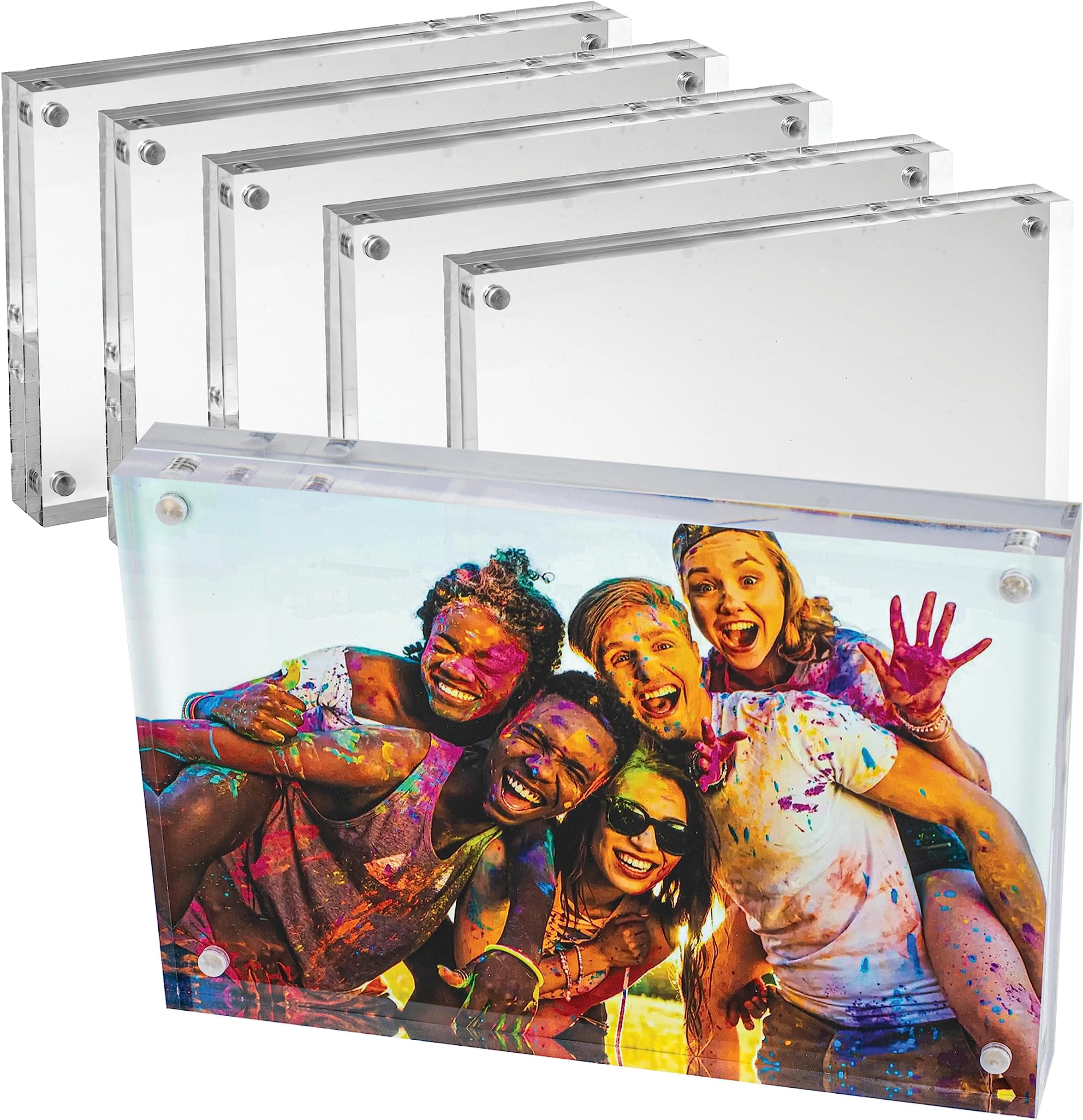 DuraClear 10x15 cm Acrylic Magnetic Photo Cube Frame - Sleek, Frameless Design for Contemporary Home Décor (5 Pack)