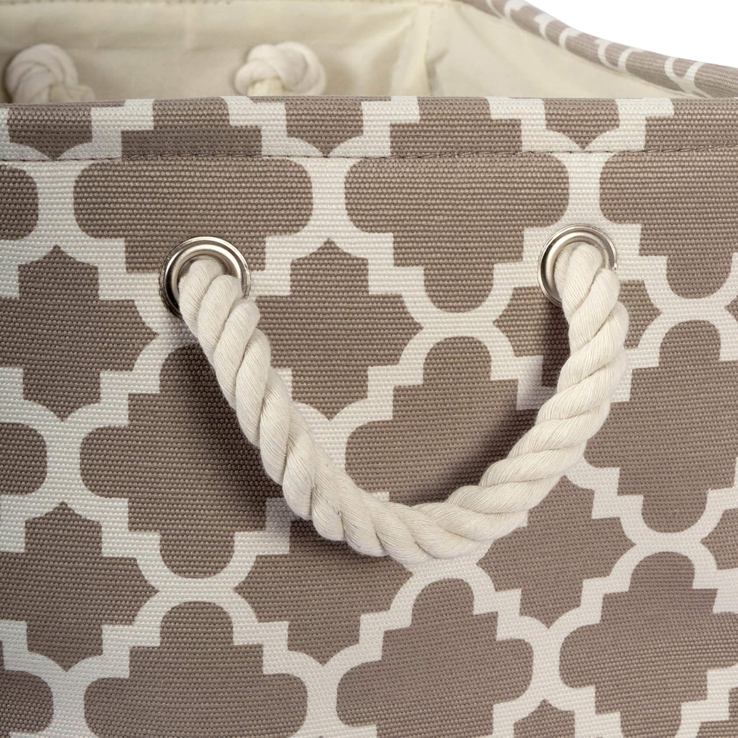 DII Polyester Container with Handles, Lattice Storage Bin, Large, Brown (Pack of 3)