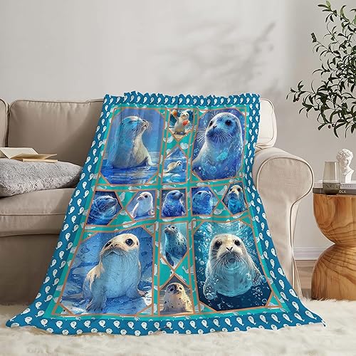 Miniatura 9 de Manta con sello de océano, regalos para niños, niñas, niños, adultos, mujeres y hombres, suave, acogedora, cálida, esponjosa, mullida, de forro