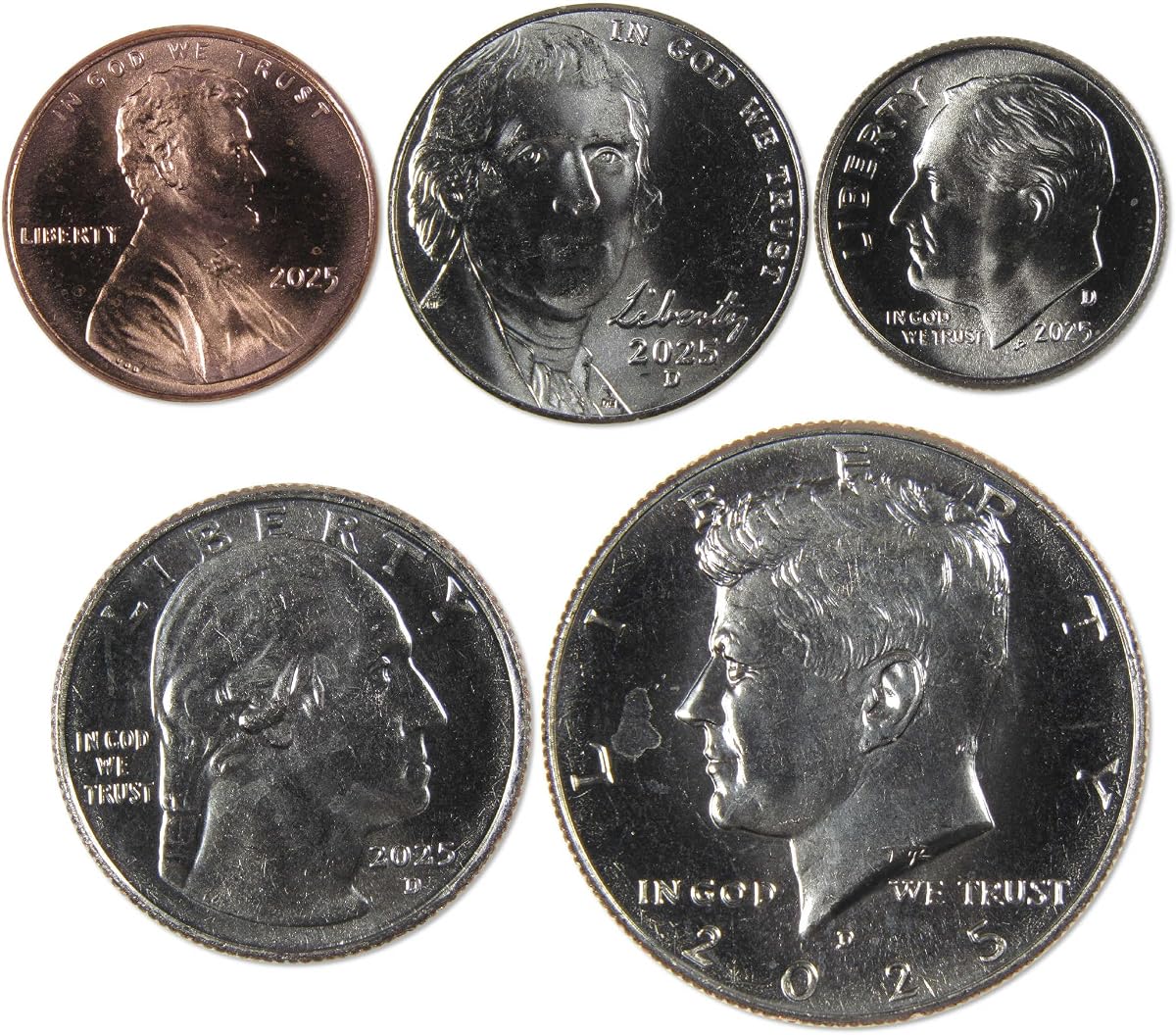 2025 Conjunto de 5 monedas de los Estados Unidos, coleccionable en estado de menta sin circular | Juego de 5 monedas coleccionables: Juego de monedas de EE. UU. del año 2025, sin circular