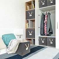 Vista 7 de Simple Houseware - Cesta de almacenamiento de cubo de 13 pulgadas con asas trenzadas, paquete de 3, gris oscuro