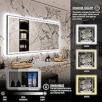 Vista 3 de 88x38 Large Light Bathroom Mirror - Backlit and Front Lighted LED Wall-Mounted Vanity Mirror Modern Rectangle Black Mirror, Dimmable, Anti-Fog