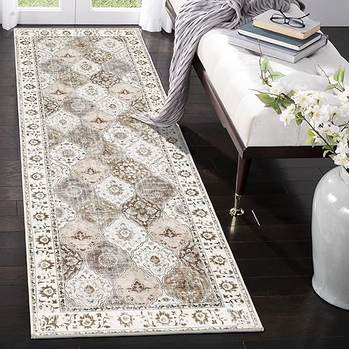 Miniatura 7 de HEBE - Alfombra de pasillo de 2 x 6 pies, lavable, vintage, envejecida, antideslizante, alfombra bohemia para pasillos, entrada, lavandería, cocina,