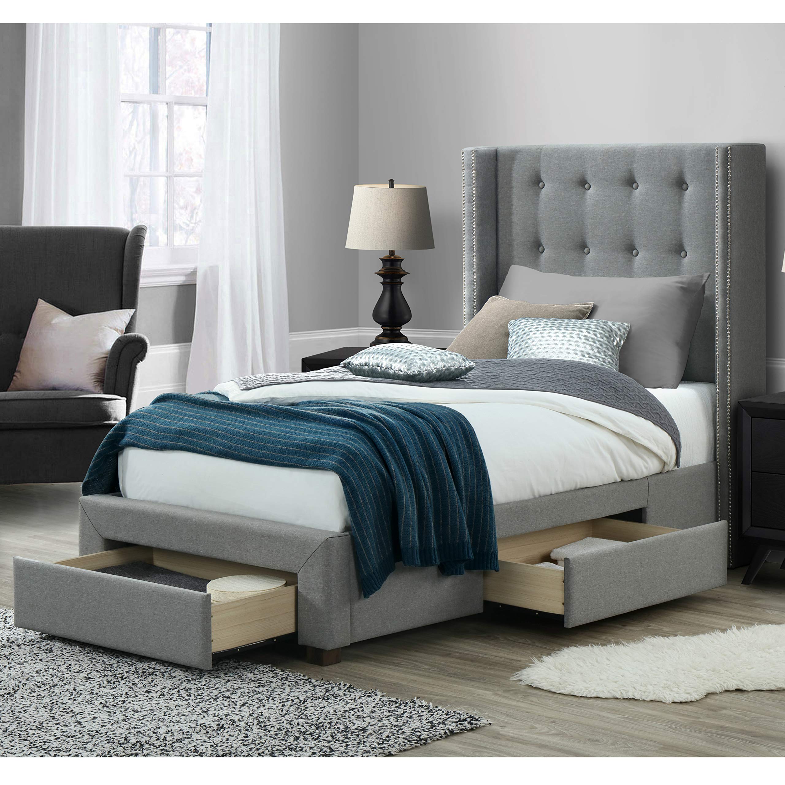 Buy DG Casa Savoy Tufted Upholstered Wingback Panel Storage Bed Frame ...