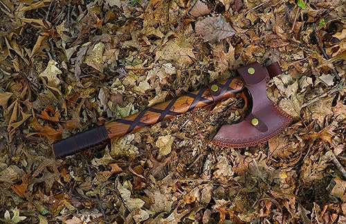 Miniatura 4 de Sons of Odin Hacha de batalla vikinga de 20 pulgadas con cabeza de acero de alto carbono y eje de caoba con runas nórdicas grabadas a mano