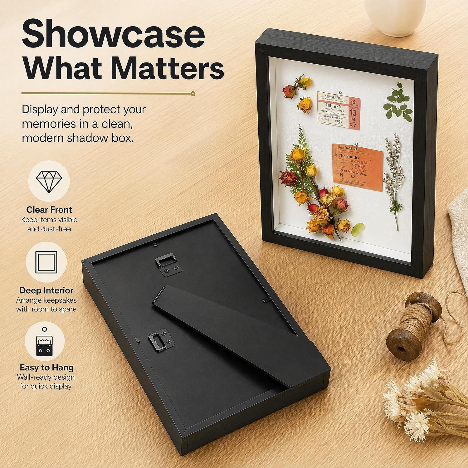 8x10 Flower Shadow Box Frame, Memorial Shadow Box Display Case for Photos