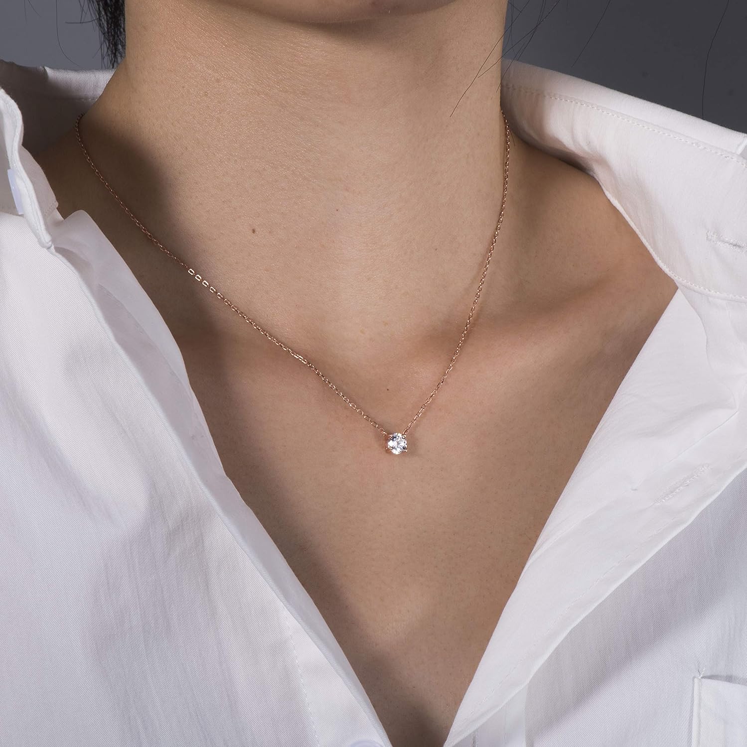 S.Leaf Gold Necklace for Women Sterling Silver Gold Plated Choker Pendant Cubic Zirconia Solitaire Necklaces for Women Birthday Gifts - Image 3