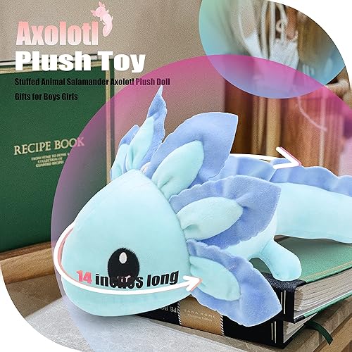 Miniatura 6 de Juguete de peluche de ajolotl, suave y lindo animal de peluche de ajolote de salamandra, regalo para niños y niñas