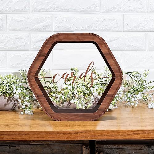 Miniatura 5 de Caja de madera para tarjetas de boda con ranura, decoraciones de boda para recepción, caja de tarjetas para regalos de boda y dinero, caja de