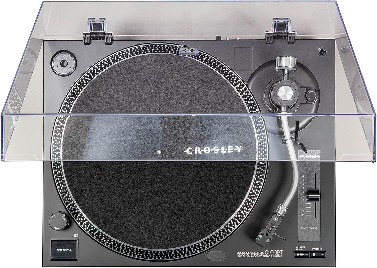 Crosley C100BT-BK Belt-Drive Bluetooth Turntable Record Player with Adjustable Counterweight, Black