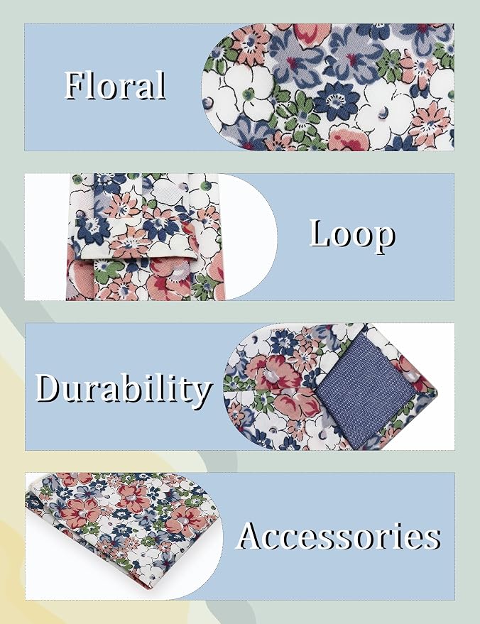 Juego de Corbatas Florales para Hombre de Algodón miniatura 4