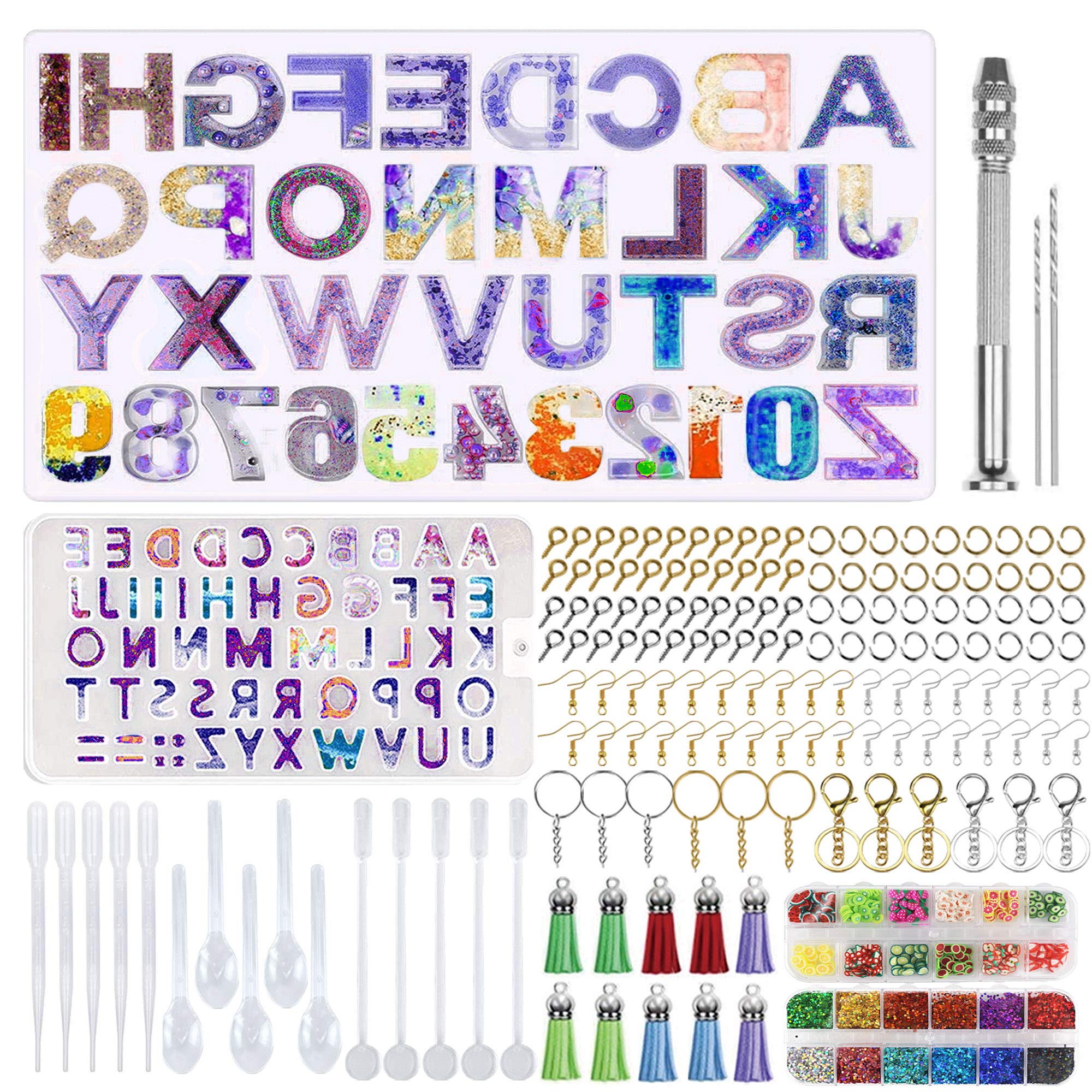 Stampo In Silicone Per Resina Con Lettere E Numeri - Fai Da Te Gioielli, Portachiavi E Decorazioni | 36 Pezzi Completo - Foto 5