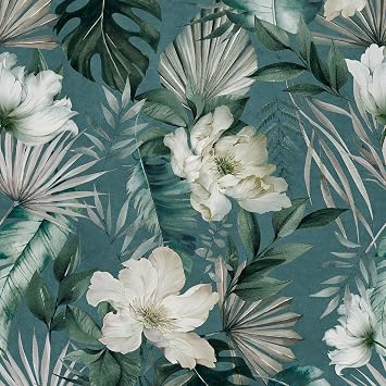 Tropical Floral Green Wallpaper Peel and Stick Floral Contact Paper | Botanical Leaf Wallpaper Self Adhesive Removable Wallpaper for Bedroom Living Room Cabinets Accent Wall Decor 17.5" x 118"