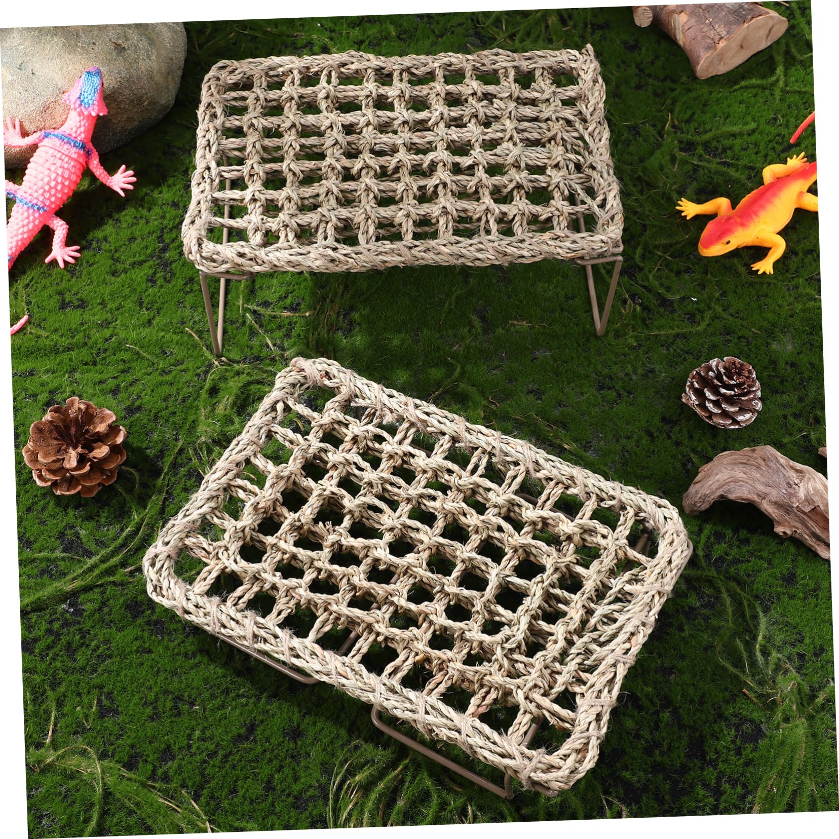 Hamac Tissé pour Dragon Barbu et Lézards 2pcs, Résistant à l'usure, Amovible et Lavable, pour Aire de Repos ou Cachette Terrarium