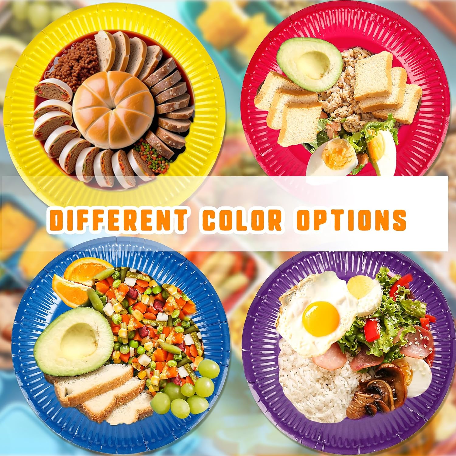 300 Pcs Colorful Paper Plate Bulk 9 Inch Disposable Colorful Paper Plates Rainbow Dinner Paper Plates for Wedding Birthday Party Supply Table Decorations, 15 Colors