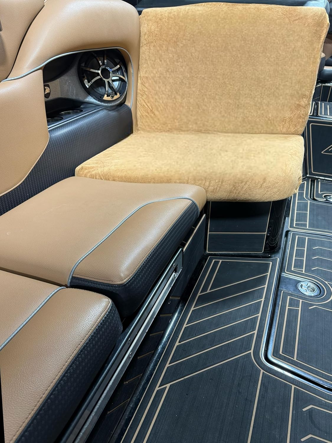 Let's Tie Up Premium Boat Seat Cushion Covers | XL Peanut Butter | 2 Count | Breathable Fabric | Heat Dissipation Keeps Seats Cool | Cushion Coozie | Protection & Comfort in One