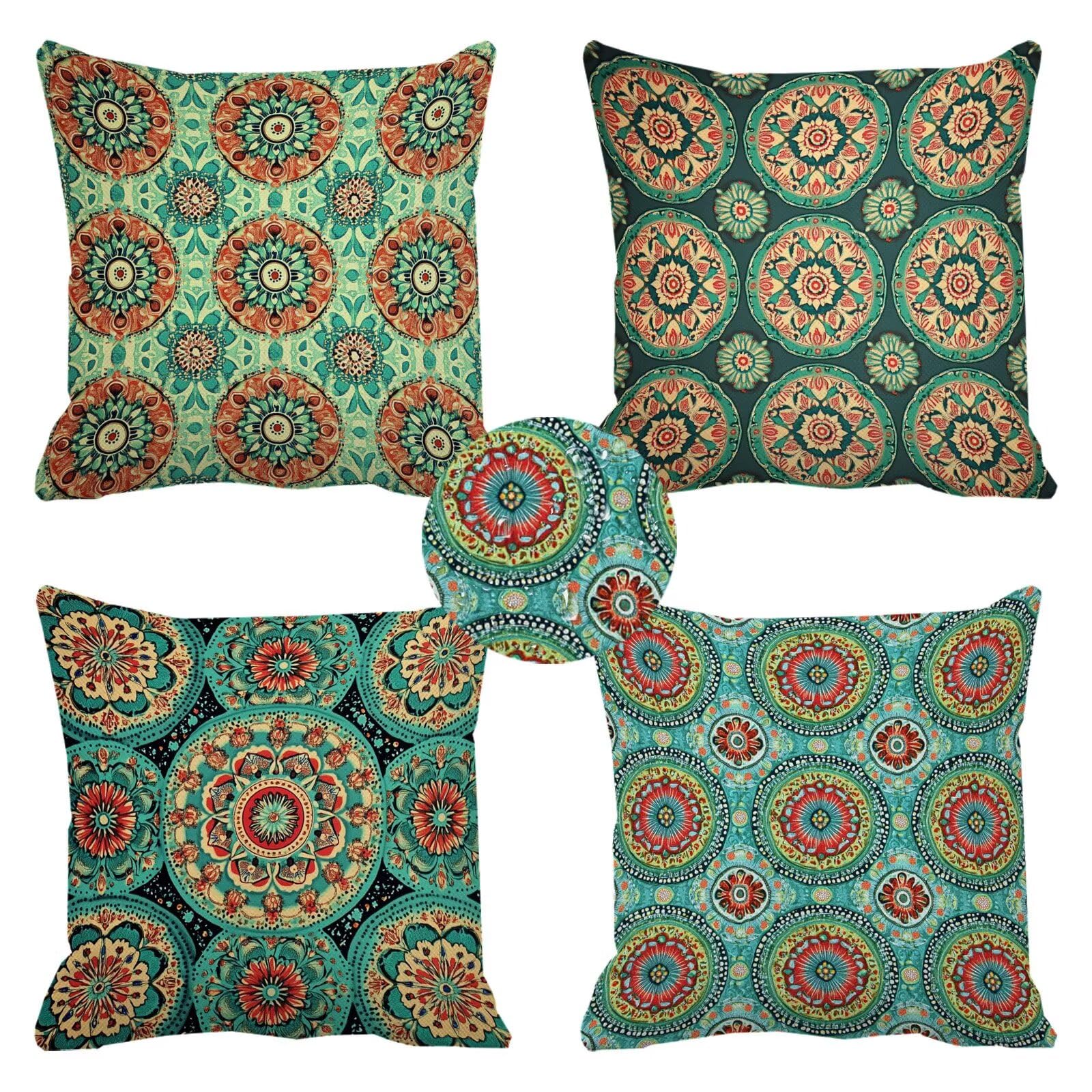 Housse coussin 45x45 vert décoratif canapé taie oreiller extérieur k-98