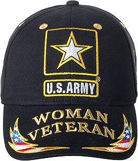 USA United States Army Woman Veteran Embroidered Structured Baseball Cap - Adjustable Black Hat