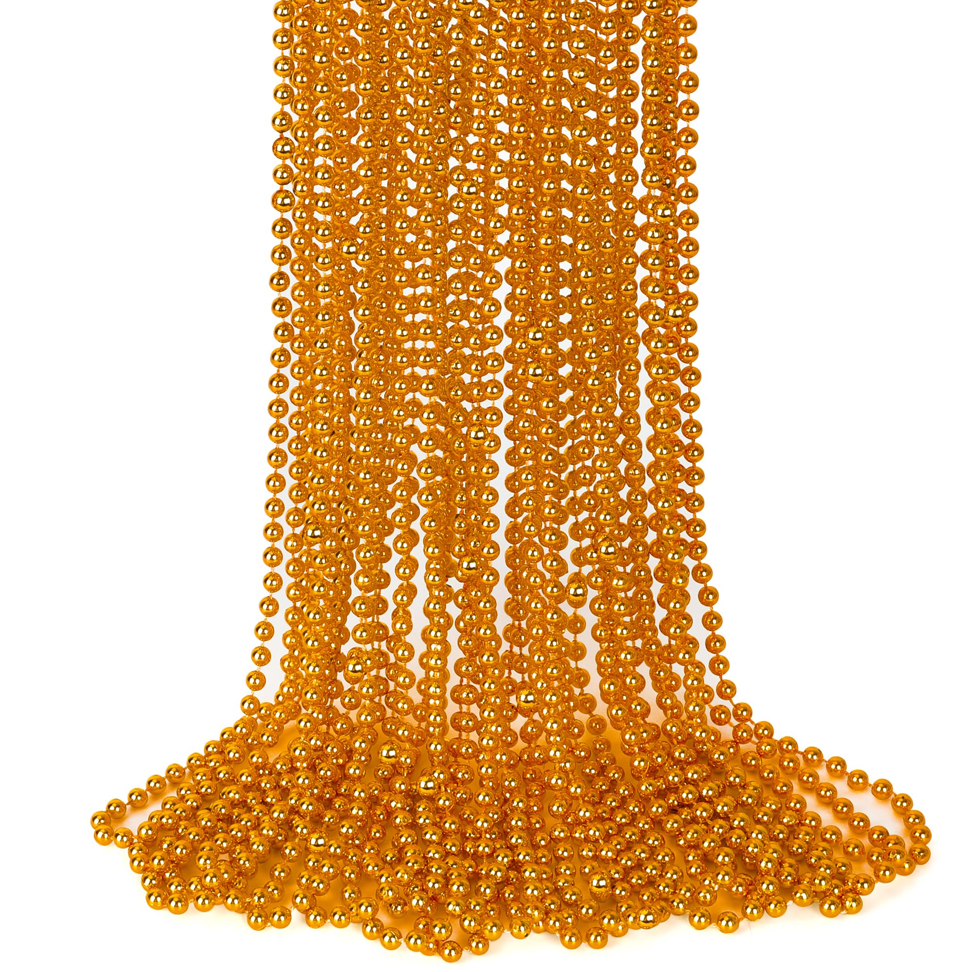 EOBOH 15PCS Bead Necklace, Orange Bead Necklaces Party Favors, 33" Mardi Gras Necklaces Party Parade Supplies, Festival Parade Throw for Mardi Gras