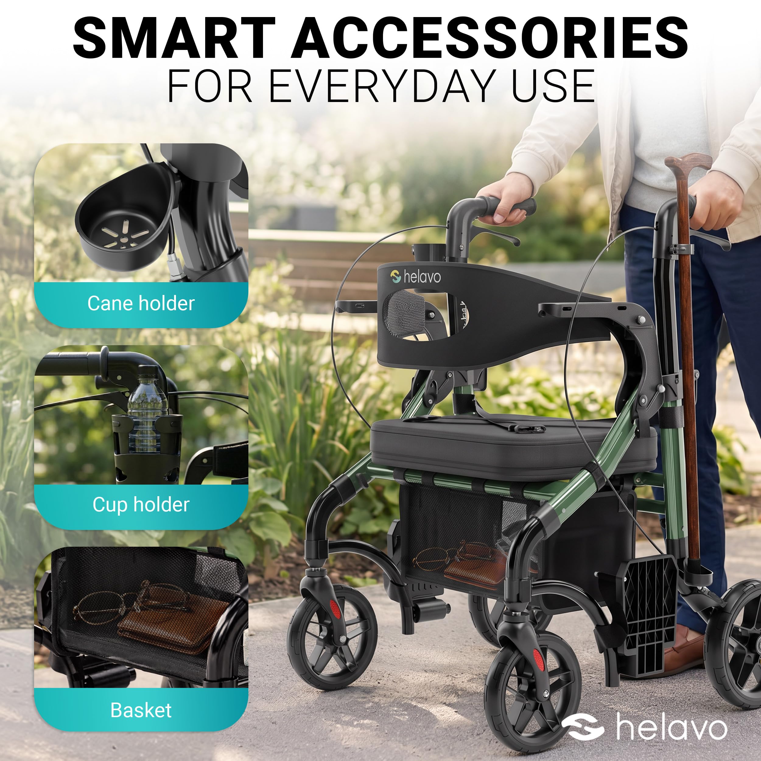 Helavo Wide 2 in 1 Walker Wheelchair Combo, All Terrain 10" Wheels — Amazon image 10