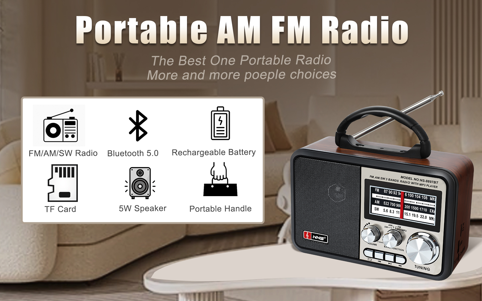 Amazon.com: Retro Vintage Radio, Portable AM FM Radios