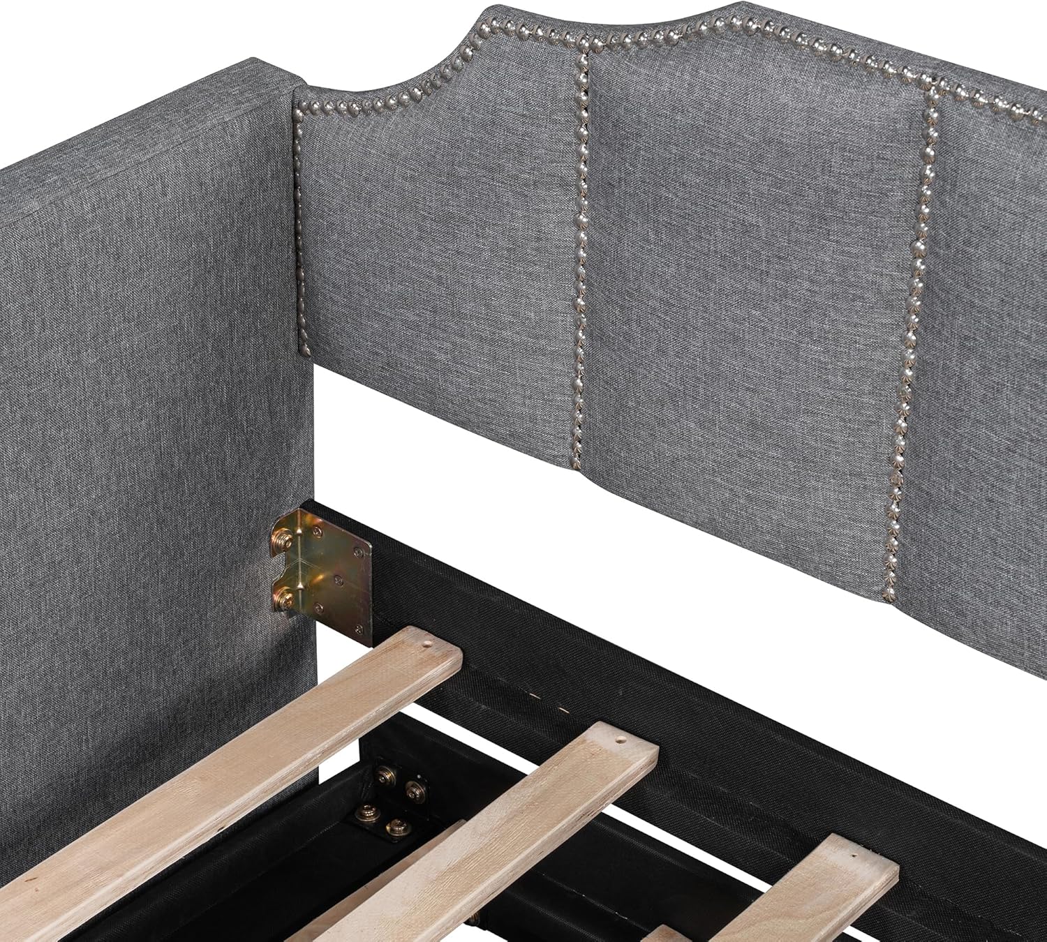Ball & Cast Twin Size Upholstered Daybed with Pop-Up Trundle & USB Charging Ports, Day Bed Frame with Wave Shaped Arms,Extendable Trundle Bed Twin to King Design,No Box Spring Needed,Gray