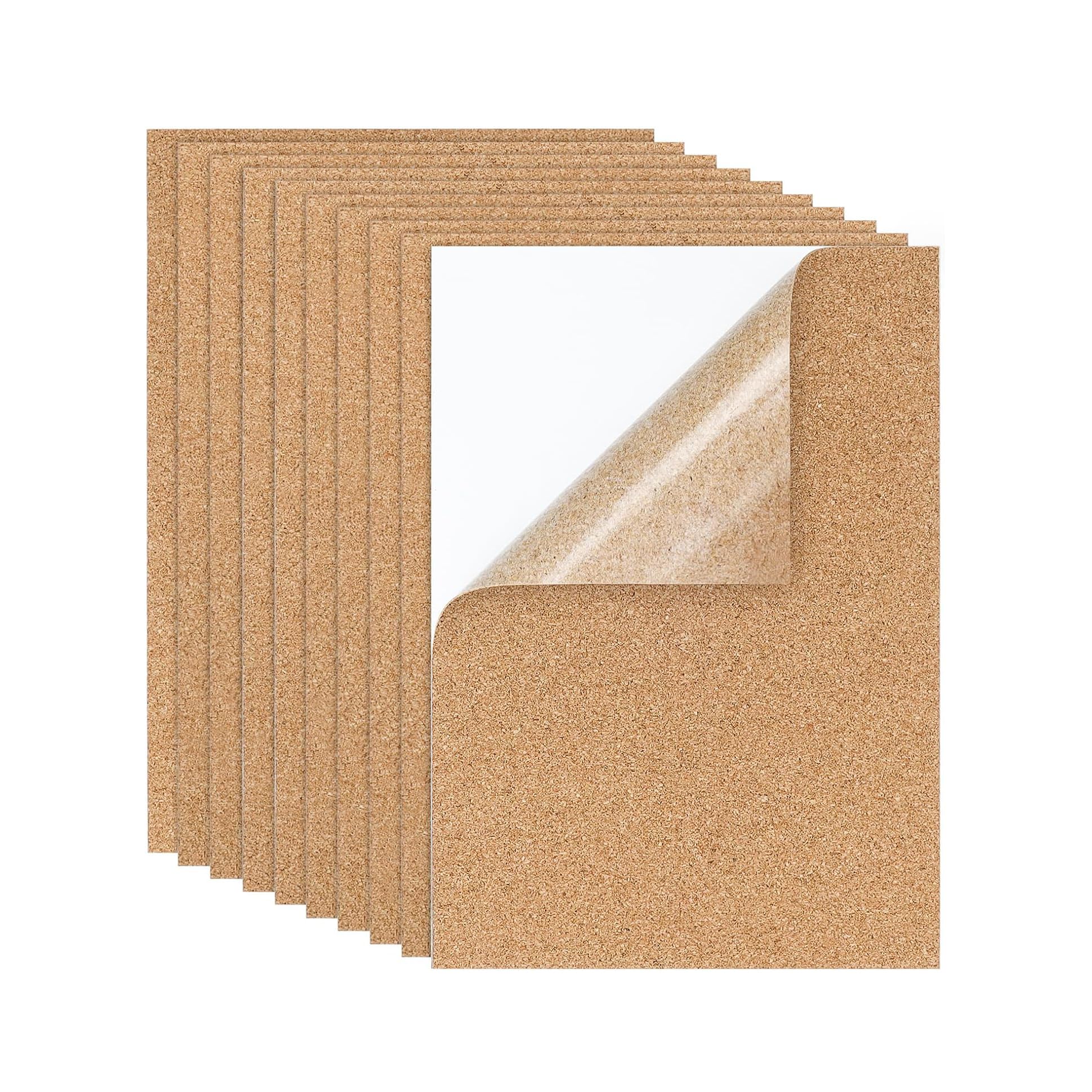 BEANPRECOY 10 Pcs Self-Adhesive Cork Sheets, 8.3