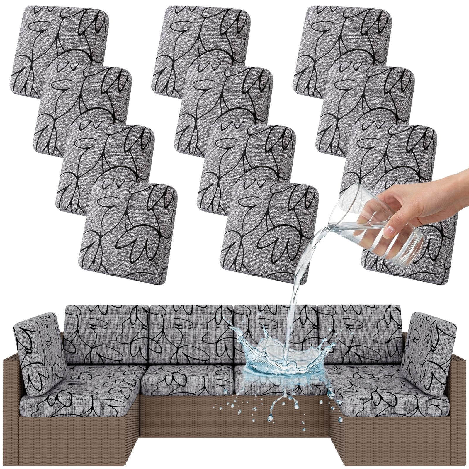 Smiry Waterproof Patio Cushion Covers, Stretch Outdoor Furniture Covers