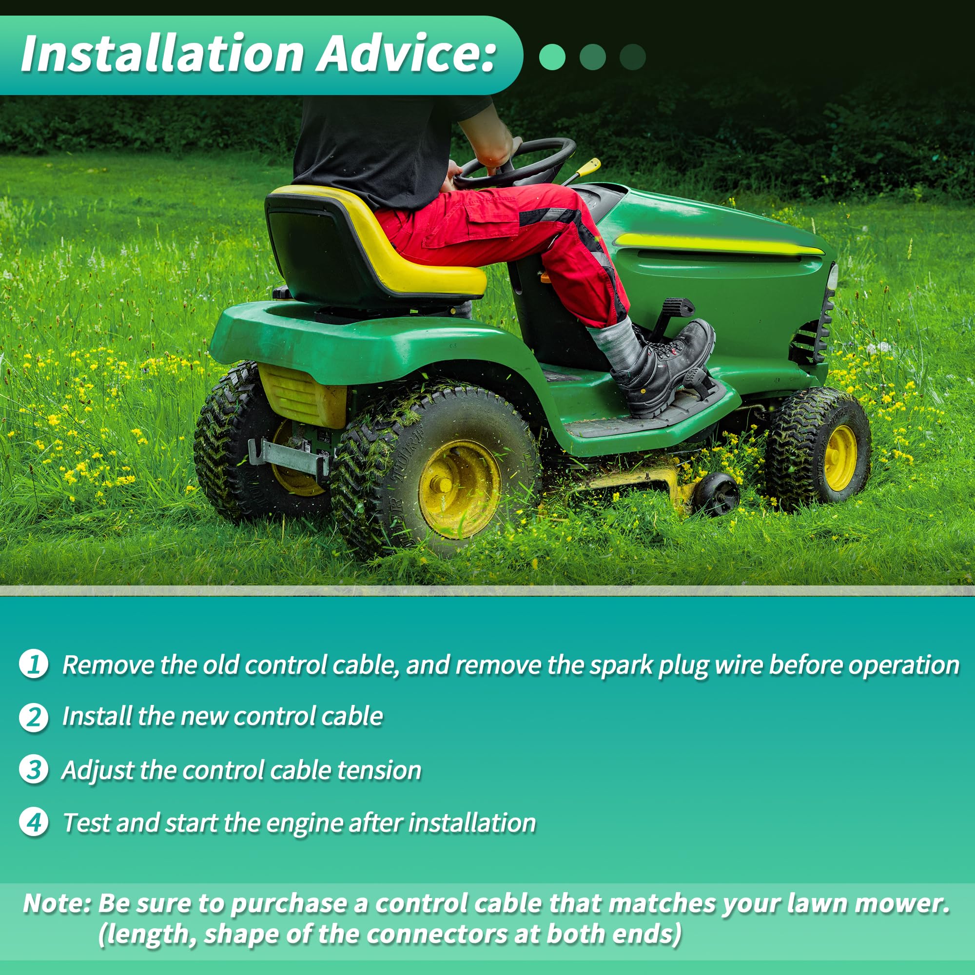 AM140333 Acceleratore Avviamento Leva Cavo per John Deere X300 X300R X304 X305R X350 X350R X500 X530 X534 X570 X580 X584 Leva Acceleratore