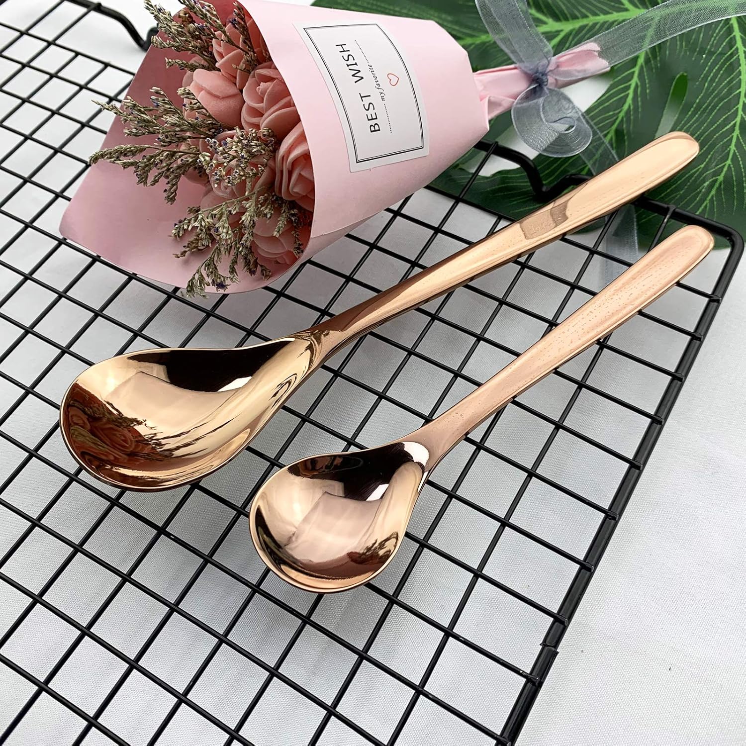 JASHII Japanese-style Stainless Steel Flatware Service for 6, Modern Sleek Design Utensils Cutlery Including Knife 24-Piece Silverware Set - Shiny Rose