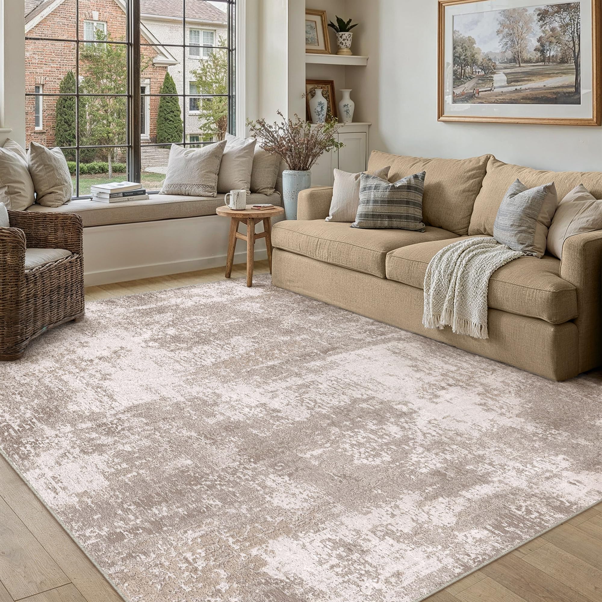 PureCozy Rugs Living Room 160x230cm Brown Washable Area Rug — image 1