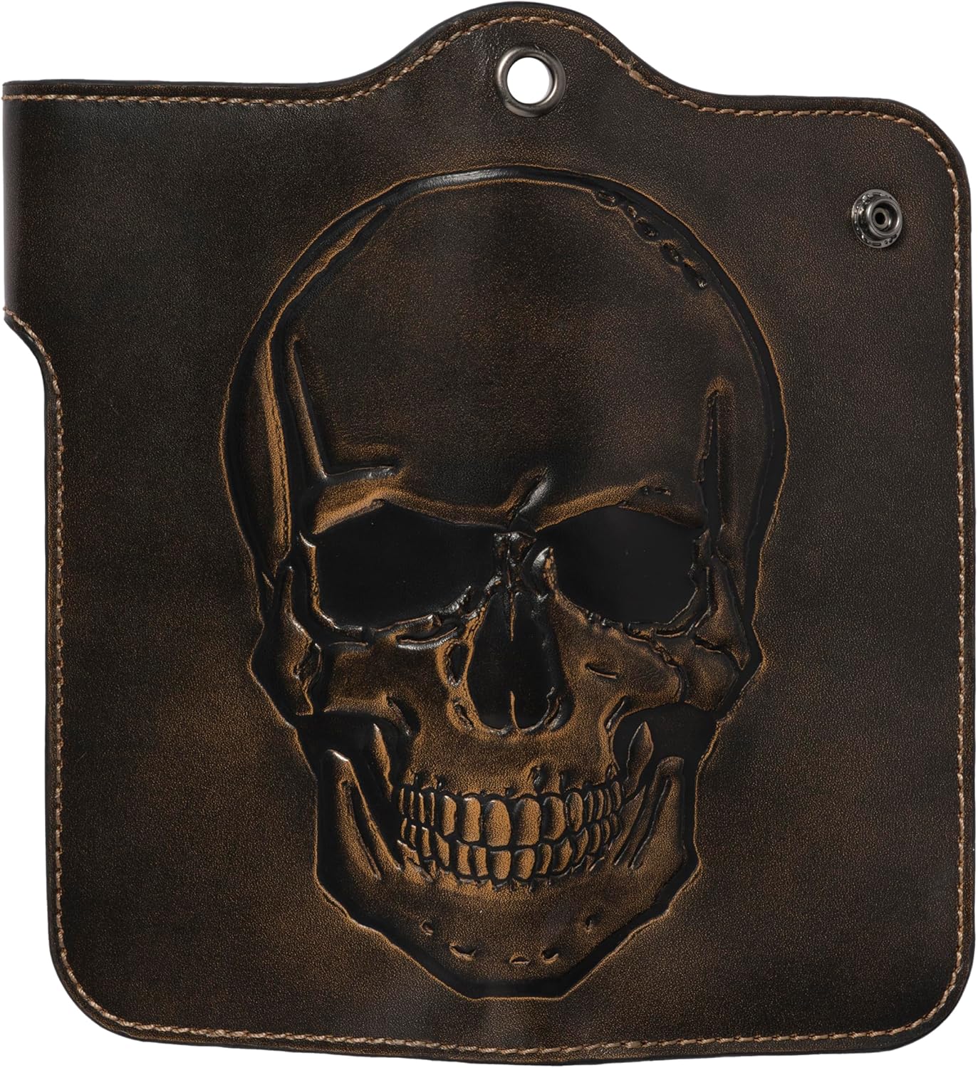 House of Jack Co. Skull Biker Wallet for Men, Long Motorcycle Wallet with Grommet & Snap Closure, Full-Grain Cowhide Leather, Vintage Black (Chain Not Included) - Image 5