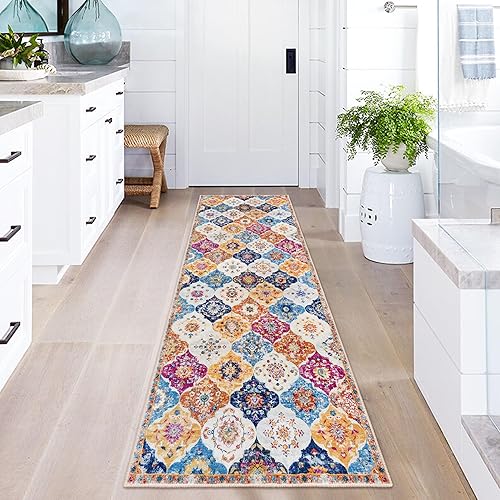 Miniatura 7 de KILOCOCO Alfombra marroquí lavable de 2 x 6 pies, alfombra floral vintage, alfombra de pasillo de cocina, alfombra de camino de 6 pies