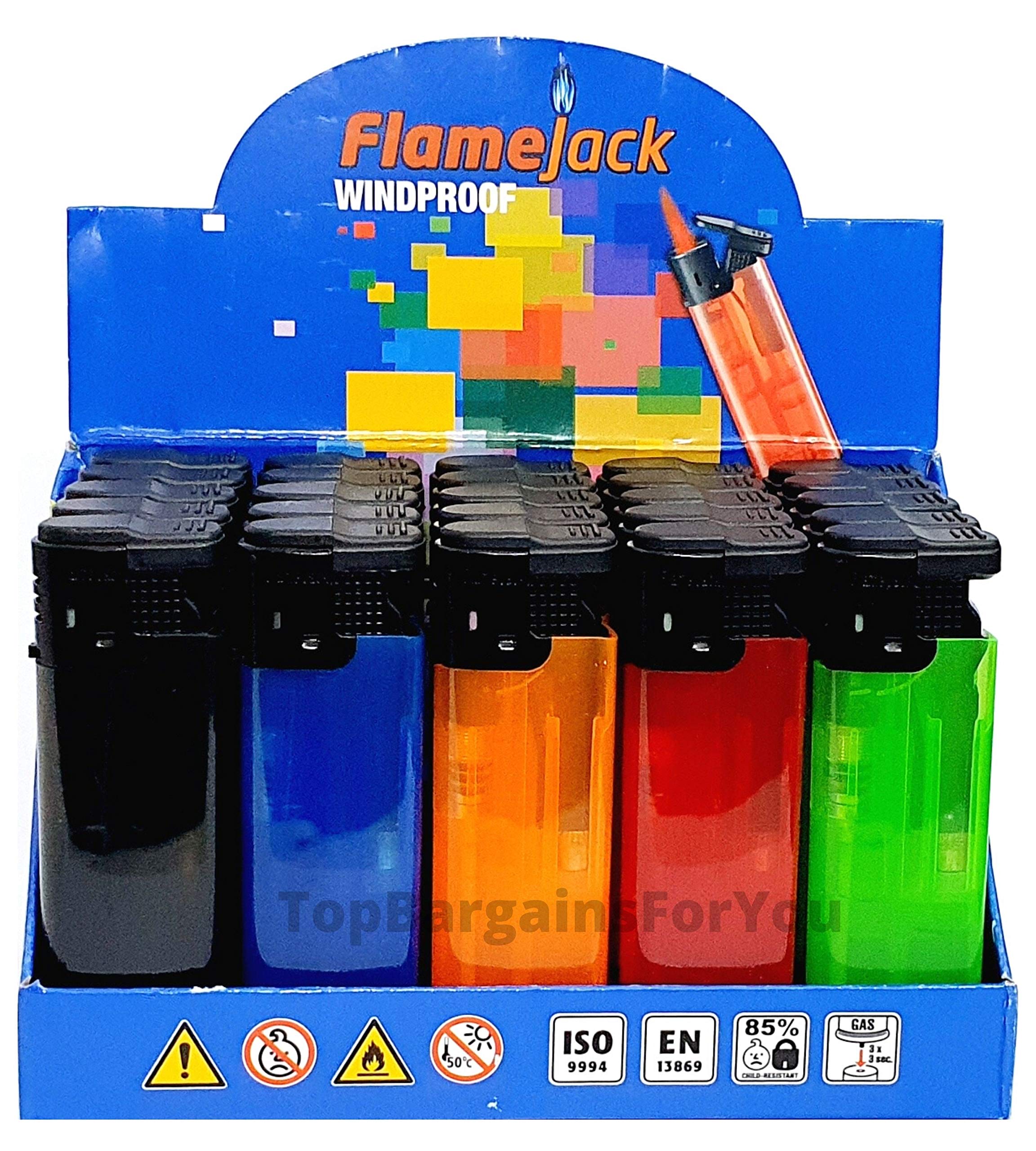 Zactly Multicolor - 5 X Flamejack Colourful Windproof Dustproof Jet Lighters Really Powerful – Limited Edition (Transparent)