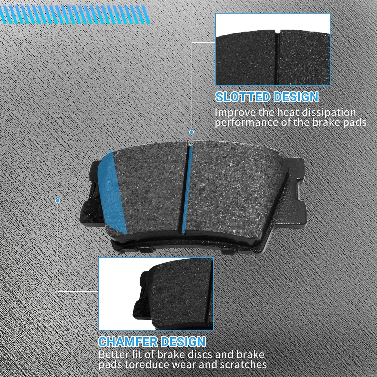 Brake Pads Front and Rear Compatible with Le-xus ES300h ES350, Toyota Avalon Camry Automotive Replacement Brake Pads Semi-Metallic D1212 D1222