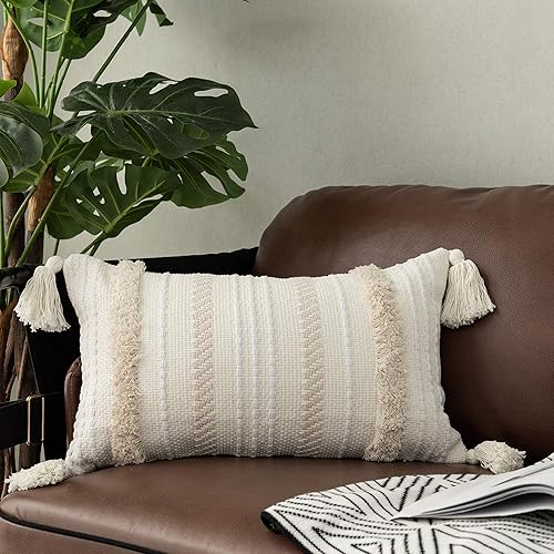 OJIA Lumbar Decorative Boho Throw Pillow Cover, 12 x 20