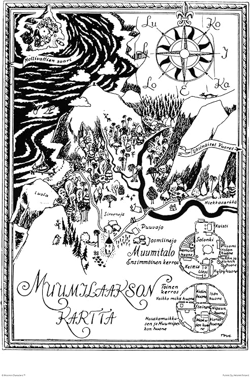 Amazon Co Jp Moomin ムーミン モノクロポスター ムーミン谷 Ptk ホーム キッチン