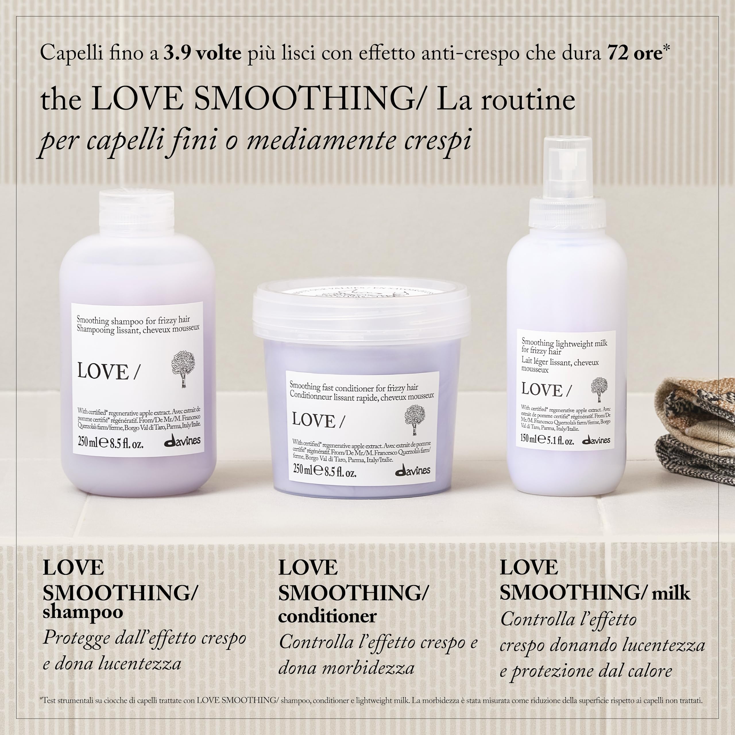 Davines LOVE Smoothing Shampoo - Smoothing Shampoo for Frizzy or Unruly Hair - Anti-Frizz Shine Action - 250 ml - 4