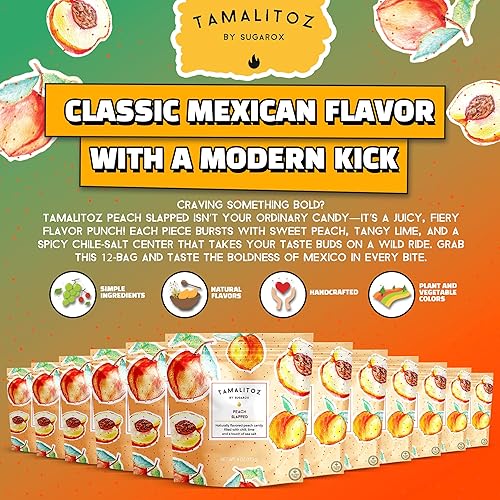 Vista 95 de Tamalitoz de Sugarox - Paquete de 8 caramelos duros hechos a mano con mango dulce y picante hecho a mano con chile en polvo, lima y sal marina.