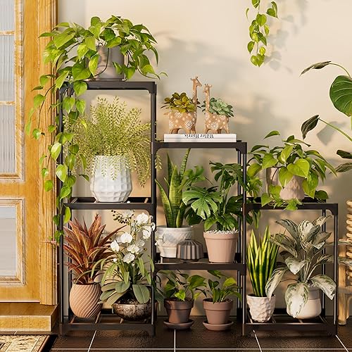 Miniatura 3 de Soporte para Plantas de Interior Estante para Plantas de Exterior Estantería Metálica para Plantas para Múltiples Plantas 7 Macetas Escalera Soporte